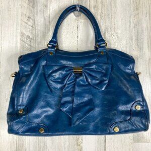 Gianni Bini Womens Large Blue Leather Satchel Bag